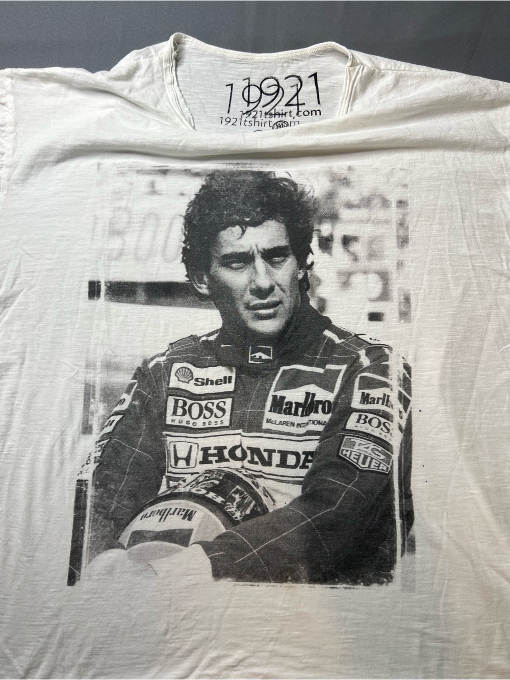 1921 Italy Ayrton Senna McLaren Honda Graphic Tee XXL 100% Cotton F1